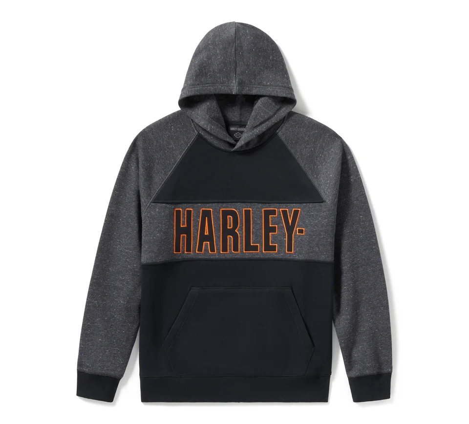 Bar Font Colorblock Pullover Hoodie