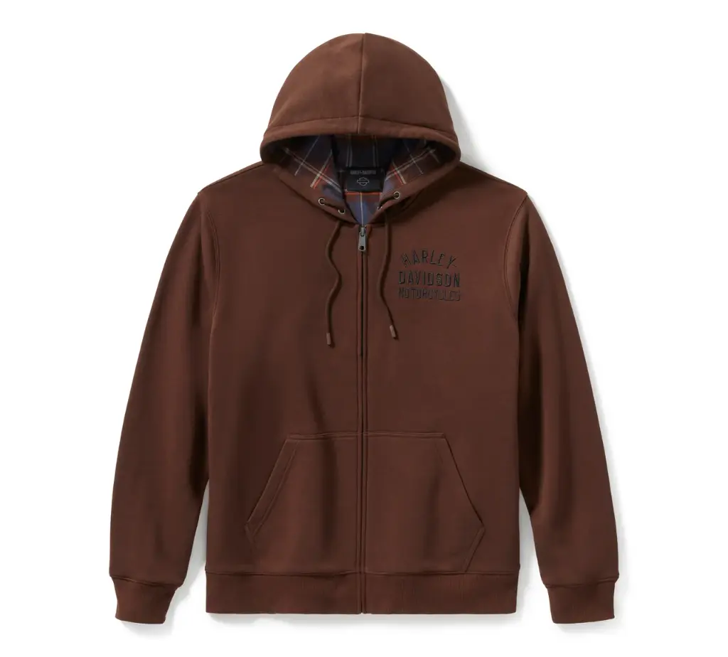 Plaid Lined Zip Hoodie