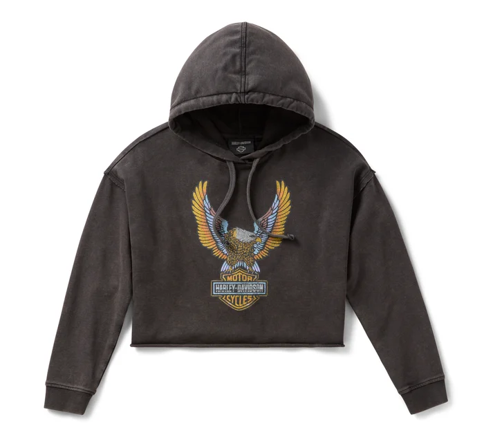 Neon Eagle Cropped Pullover Hoodie