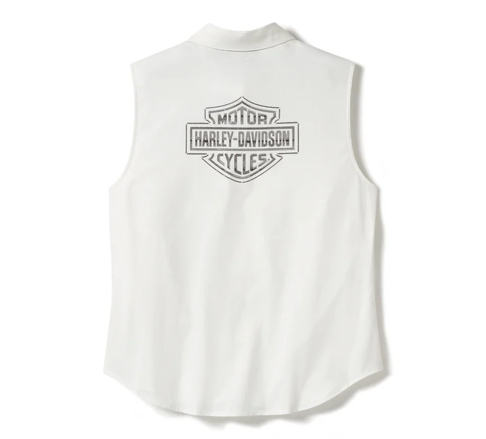 Women's Essential Bling Button Front Tank - Cloud Dancer