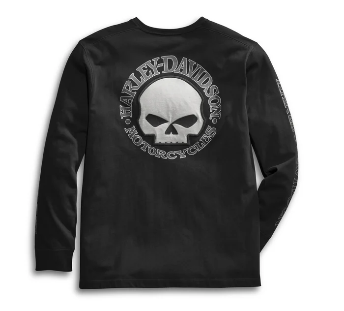 Men's Skull Long Sleeve Tee - Black
