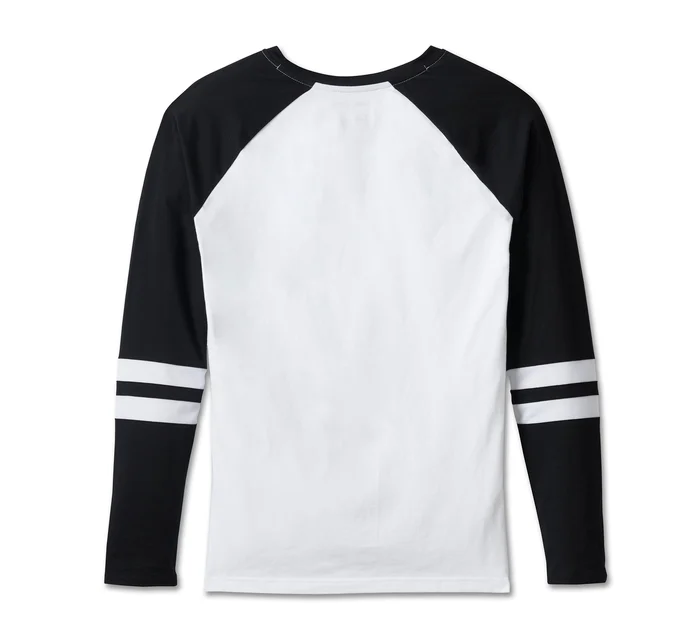 Women's First-Class Long Sleeve Raglan Top - Colorblock - Bright White & Harley Black