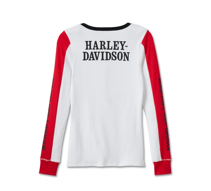 Women's Bar & Shield Snap Front Henley - Colorblocked - Bright White