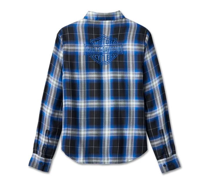 Women's Bar & Shield Long Sleeve Plaid Shirt - YD Plaid - Black Beauty