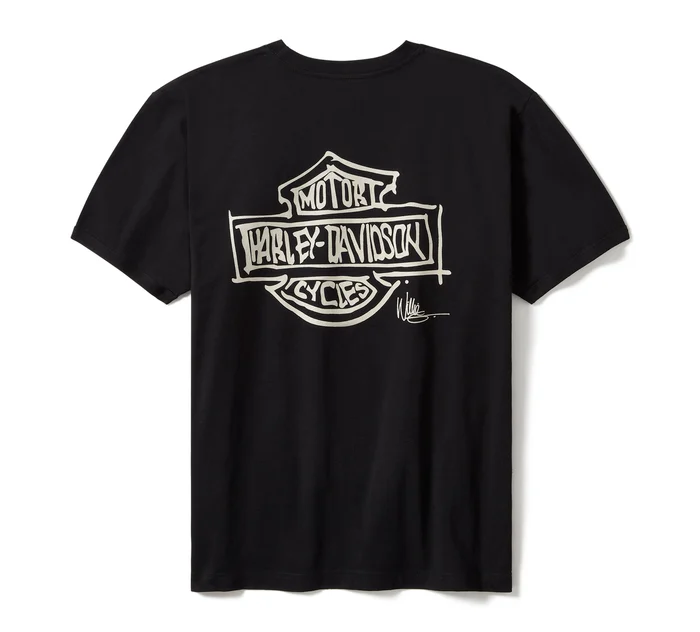Willie G Sketchy Bar & Shield Ringer Tee - True Black
