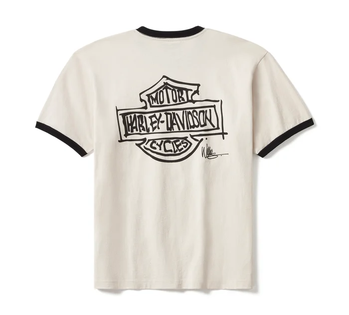 Willie G Sketchy Bar & Shield Ringer Tee - Parchment