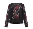 Women's Tattooed Mesh Knit Top