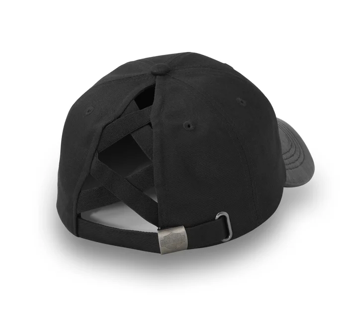 Stacked Bar & Shield Ponytail Cap - Harley Black