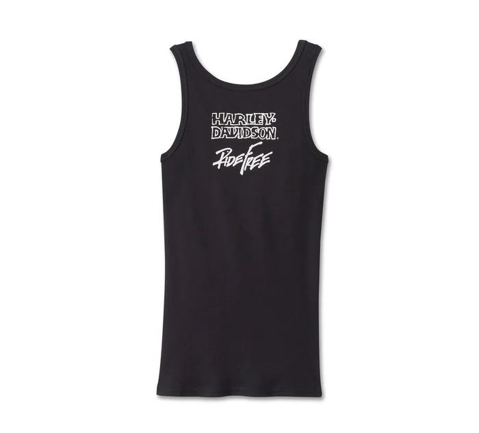 Women's Willie G Winged Wheel Stretch Rib Tank - True Black