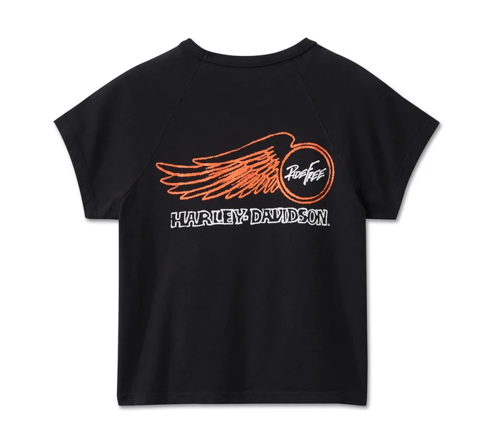 Women's Willie G Winged Wheel Baby Doll Tee - True Black