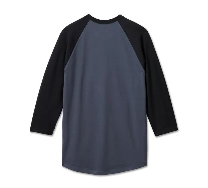 Men's Throttle Back 3/4 Sleeve Tee - Colorblocked - Ombre Blue