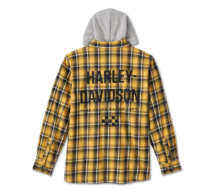 Men's Burner Long Sleeve Hooded Shirt - yellow plaid