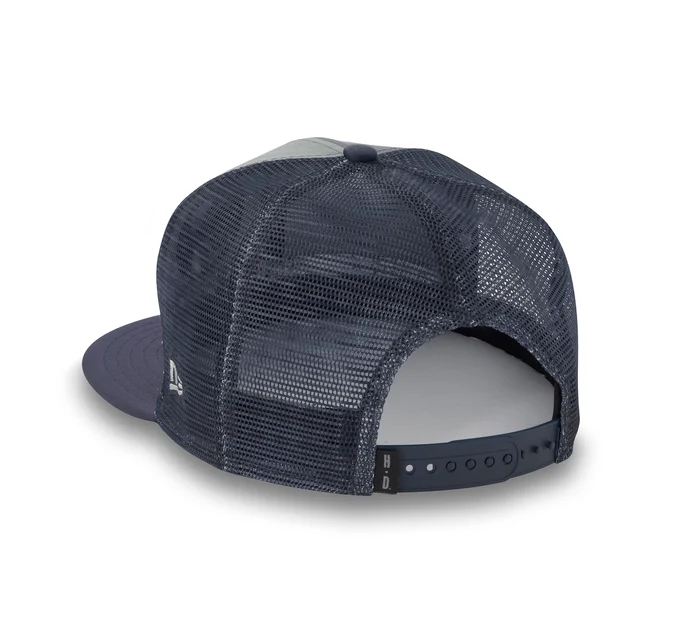 Stacked Bar & Shield 9FIFTY Adjustable Trucker Cap - Ombre Blue