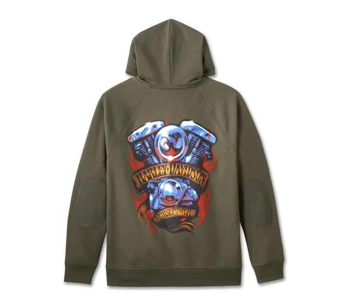 Loaded with Horsepower Raglan Hoodie - Grape Leaf