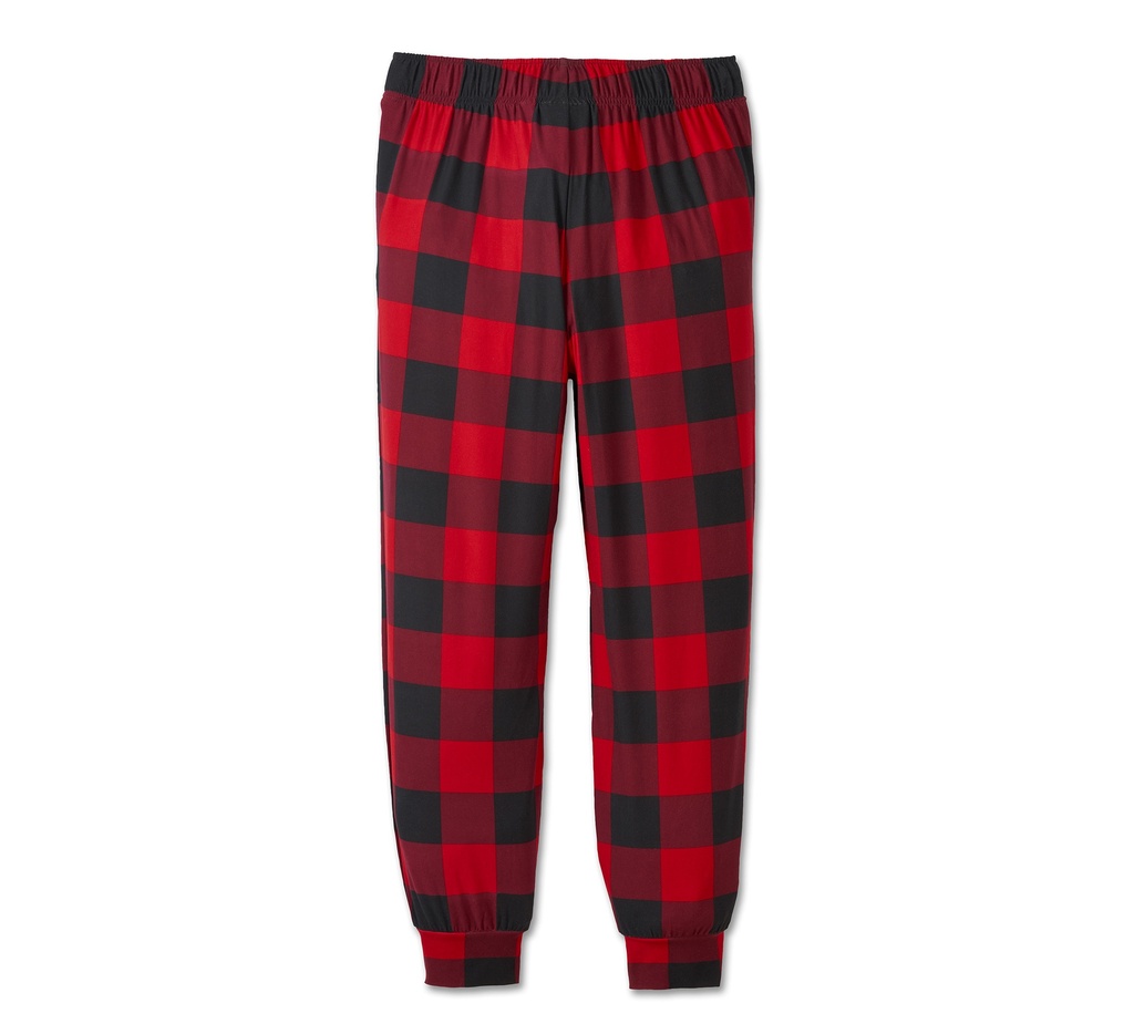 Women's Bar & Shield Plaid Long Sleeve Pajama Set - Chili Pepper