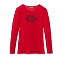 Women's Bar & Shield Plaid Long Sleeve Pajama Set - Chili Pepper