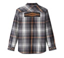 Men's Stacked Bar & Shield Long Sleeve Plaid Shirt - Plaid - Harley Black & Blackened Pearl