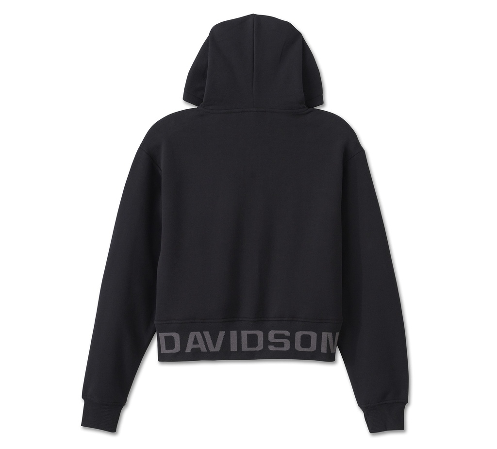 Women's Harley-Davidson Cropped Full Zip Hoodie - Harley Black