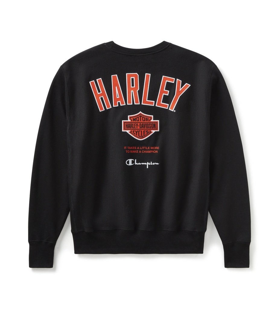 Champion x Harley-Davidson Fanatic Crew Neck Sweatshirt - Black & Orange Champion