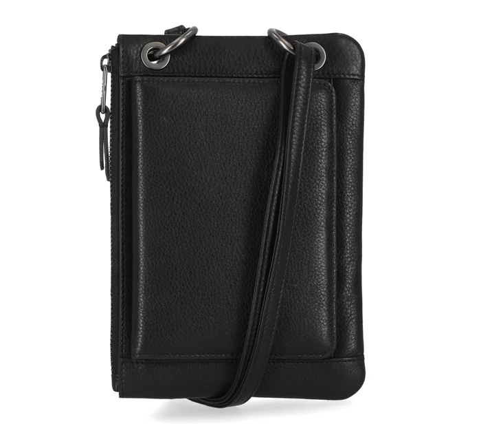 Classic Phone Case Leather Crossbody Purse - Black