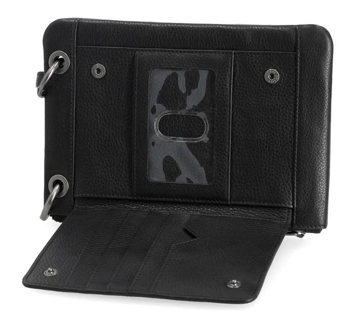 Classic Phone Case Leather Crossbody Purse - Black