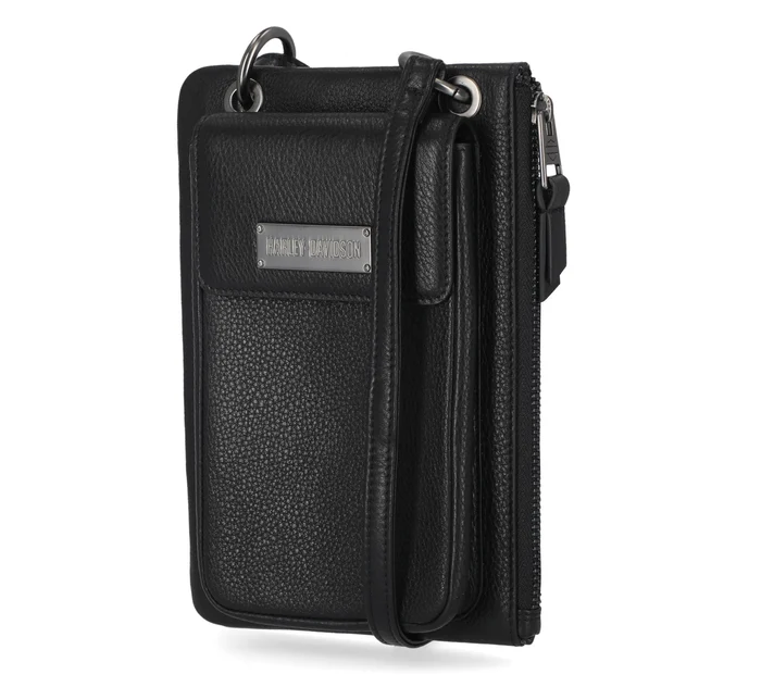 Classic Phone Case Leather Crossbody Purse - Black
