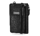 Classic Phone Case Leather Crossbody Purse - Black