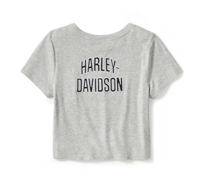 Essential Arched Font Babydoll Tee - Light Grey Heather