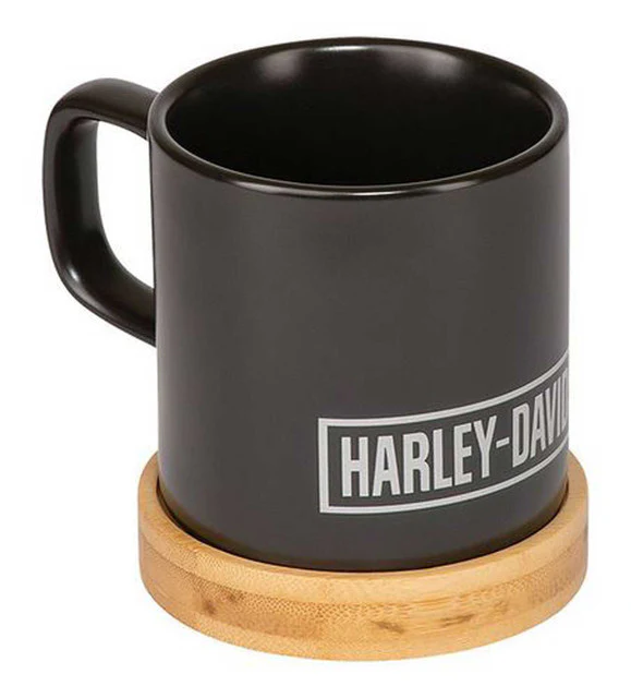 Circle Logo Ceramic Mug w/ Coaster Set, Matte Black 