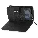 Women's Pebble Leather Bar & Shield Continental Wallet - Black