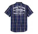Men's Staple Short Sleeve Shirt - Plaid - Harley Black & Ombre Blue