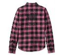 Women's Rustic Long Sleeve Flannel Shirt - YD Plaid - Crushed Berry