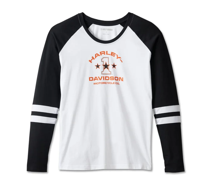 Women's First-Class Long Sleeve Raglan Top - Colorblock - Bright White & Harley Black