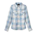 Women's Stacked Bar & Shield Long Sleeve Viscose Shirt - Plaid - All Aboard & Vapor Blue