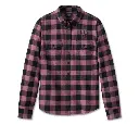 Women's Rustic Long Sleeve Flannel Shirt - YD Plaid - Crushed Berry