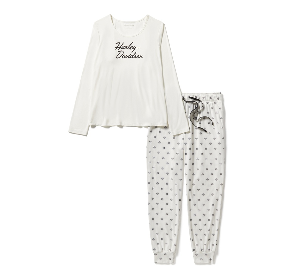 Women's Harley-Davidson Long Sleeve Pajama Set - Cloud Dancer