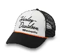 Women's Harley-Davidson Script Trucker Cap - Colorblocked - Bright White