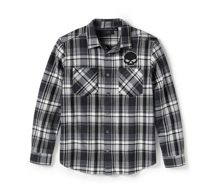 Willie G™ Skull Plaid Long Sleeve Shirt
