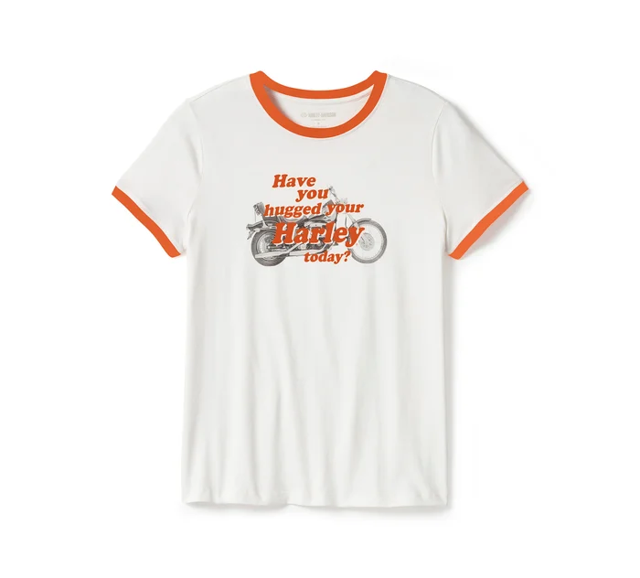 Women's Hug A Harley Ringer Tee - Cloud Dancer