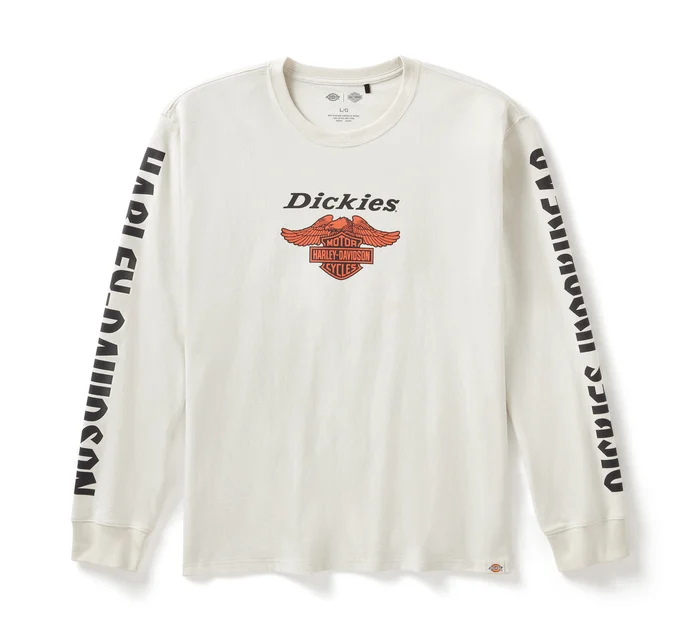 Men's Dickies x H-D Heavyweight Long Sleeve Eagle Tee - Silver Birch