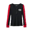 Women's Bar & Shield Snap Front Henley - Colorblocked - Harley Black