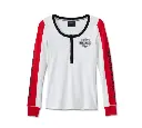 Women's Bar & Shield Snap Front Henley - Colorblocked - Bright White