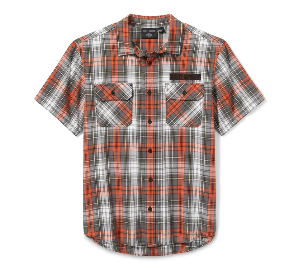 Block Font Yarn Dyed Plaid Shirt