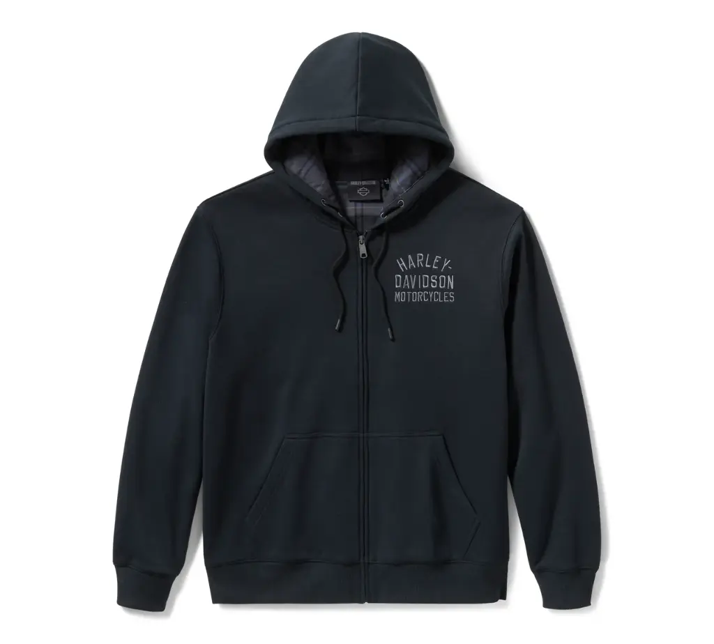 Plaid Lined Zip Hoodie