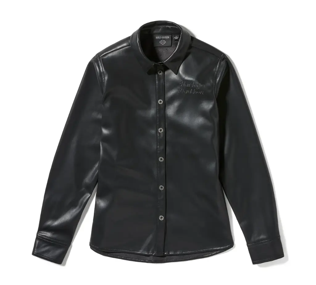 Metallic Dagger Faux Leather Shirt