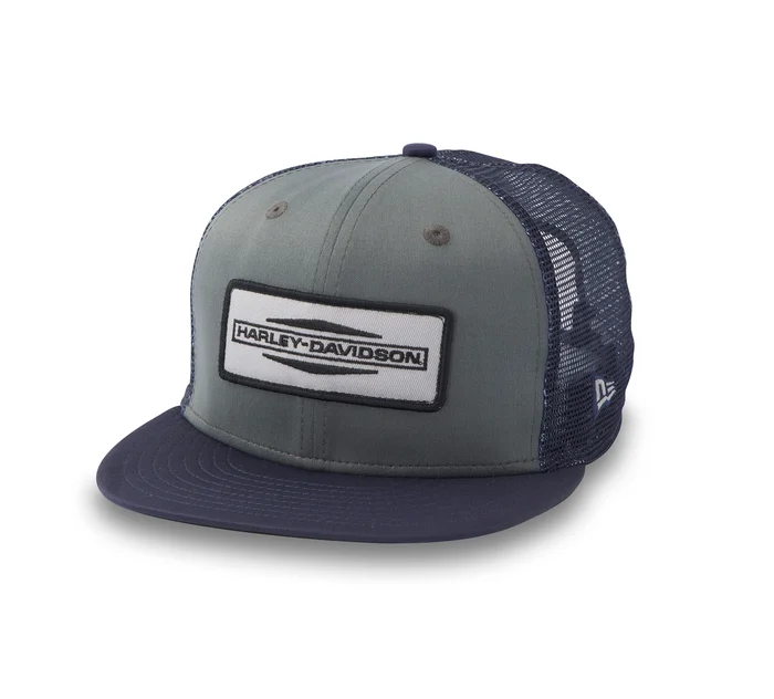 [97606-25VM] Stacked Bar & Shield 9FIFTY Adjustable Trucker Cap - Ombre Blue
