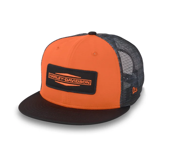 [97607-25VM] Stacked Bar & Shield 9FIFTY Adjustable Trucker Hat - Vintage Orange