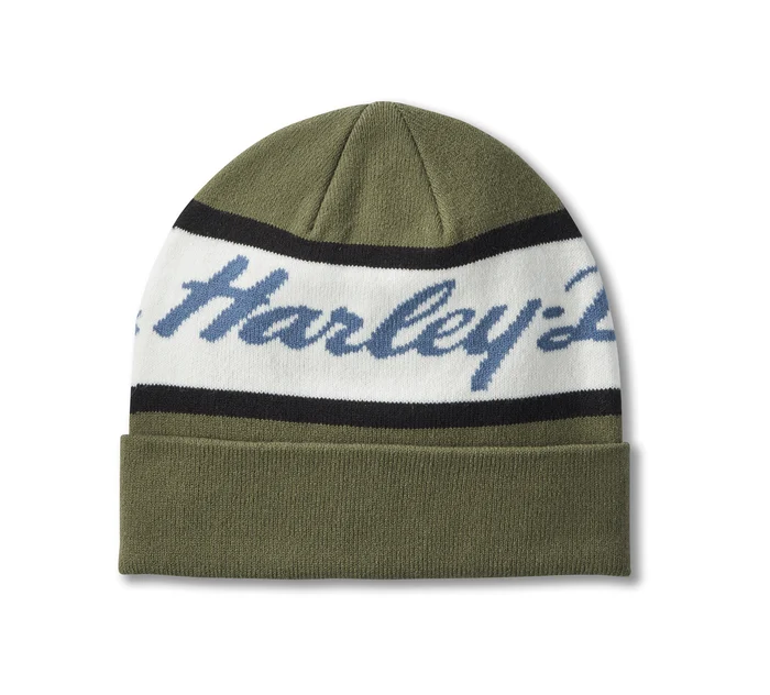 [97629-25VM] H-D Script Beanie - Grape Leaf