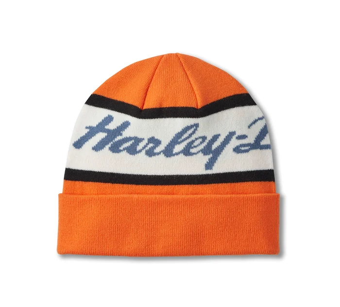 [97631-25VM] H-D Script Beanie - Harley Orange