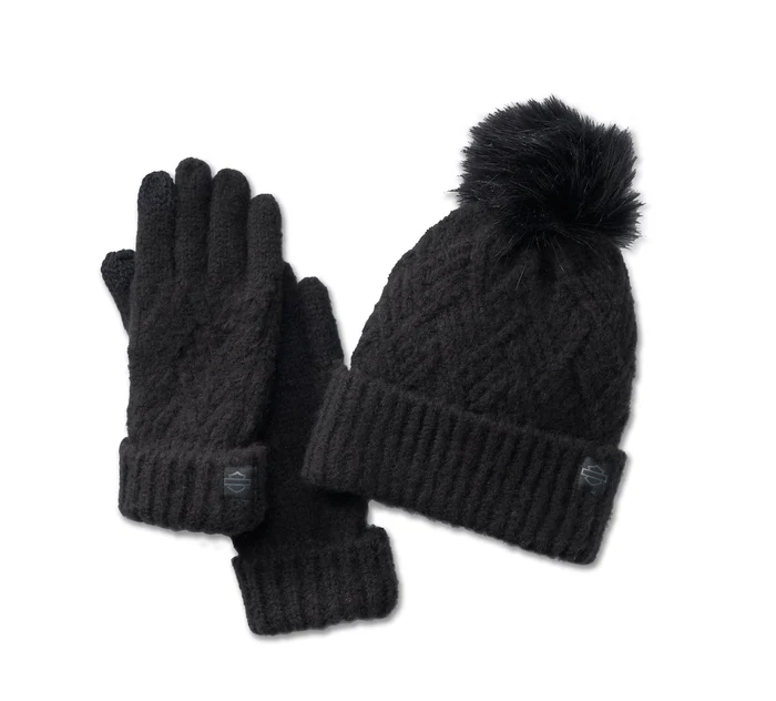 [97680-24VW] Women's Empower Hat & Glove Gift Set - Black Beauty